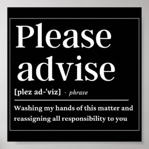 Bitte beraten Sie Funny Definition Poster