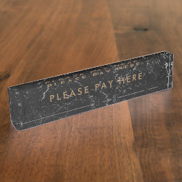 Bitte bezahlen Sie hier Sign Black Marble Gold Bus Namensplakette