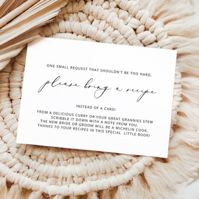 Bitte bringen Sie eine Rezept-Brautparty-Umschließ Begleitkarte (Von Creator hochgeladen)
