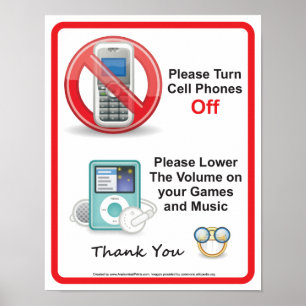 Bitte deaktivieren Sie das Zeichen "Handys". Poster