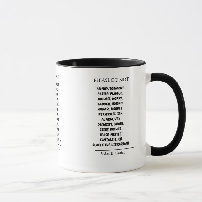 Bitte den Bibliothekar Spaß Puns nicht belästigen Tasse (Rechts)