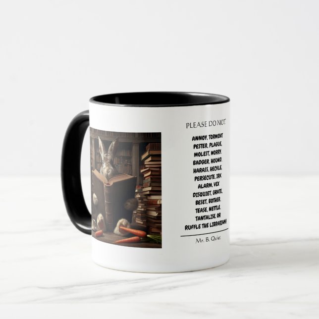 Bitte den Bibliothekar Spaß Puns nicht belästigen Tasse (Vorderseite Links)