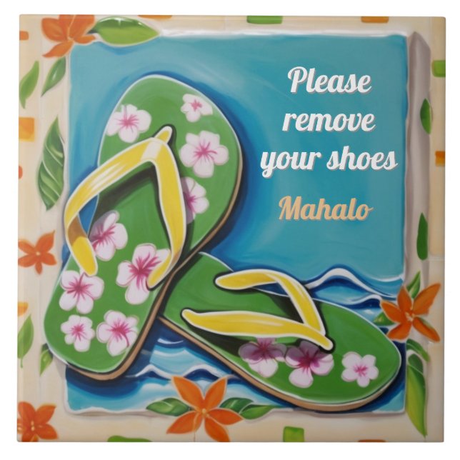 Bitte entfernen Sie das Schild grüne hawaiianische Fliese (Vorderseite)