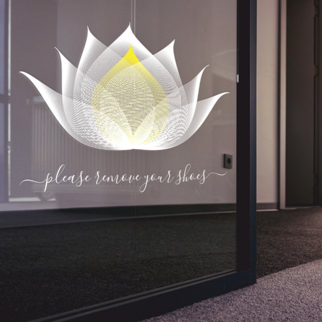 Bitte entfernen Sie Ihre Schuhe Lotus Blume Yoga S Fensteraufkleber (Von Creator hochgeladen)