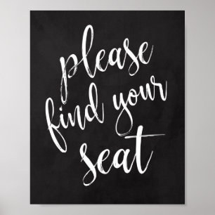 Bitte finden Sie Ihren Sitz 8x10 Kreidetafel-Hochz Poster