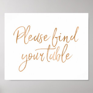 Bitte finden Sie Ihren Sitzplatz 8x10 Roségoldene Poster