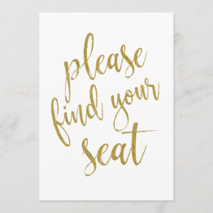 Bitte finden Sie Ihren Sitzplatz Gold Glitter prei Einladung