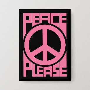Bitte Frieden Rosa Schriftzug Button