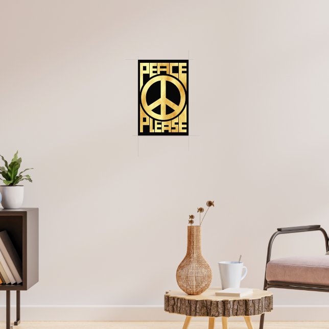 Bitte Frieden Sanfte Goldschrift Poster (Wohnzimmer 3)