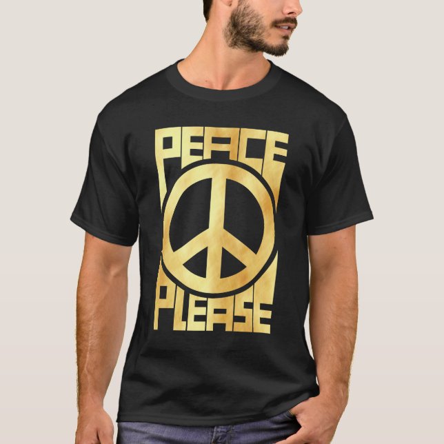 Bitte Frieden Sanfte Goldschrift T-Shirt (Vorderseite)