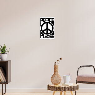 Bitte Frieden Schwarze Schrift Poster
