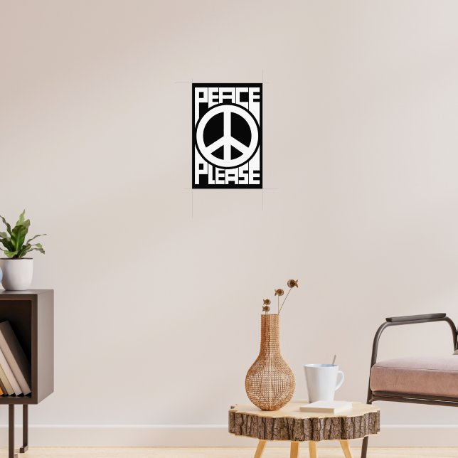 Bitte Frieden Weiße Schrift Poster (Wohnzimmer 3)