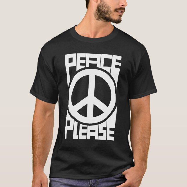 Bitte Frieden Weiße Schrift T-Shirt (Vorderseite)