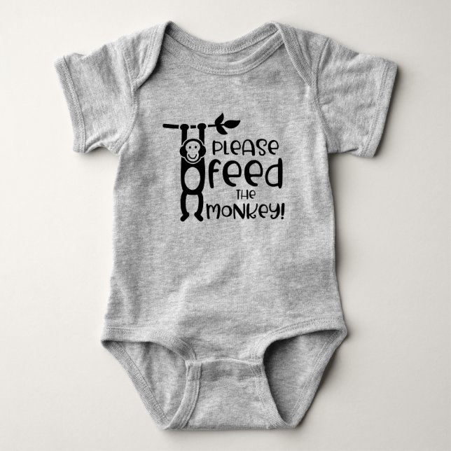 Bitte Füttre den Niedlichen Affen. Baby Strampler (Vorderseite)