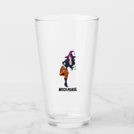 Bitte Hexe Glamouröse Hexe Halloween-Grafik Glas