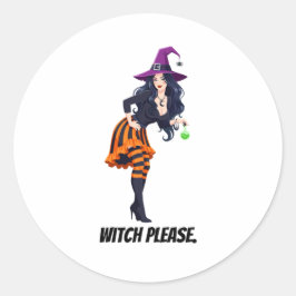 Bitte Hexe Glamouröse Hexe Halloween-Grafik Runder Aufkleber