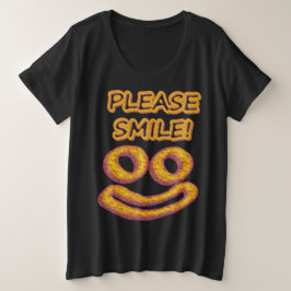 "Bitte lächle!" Niedliches Design. Jetzt kaufen Große Größe T-Shirt