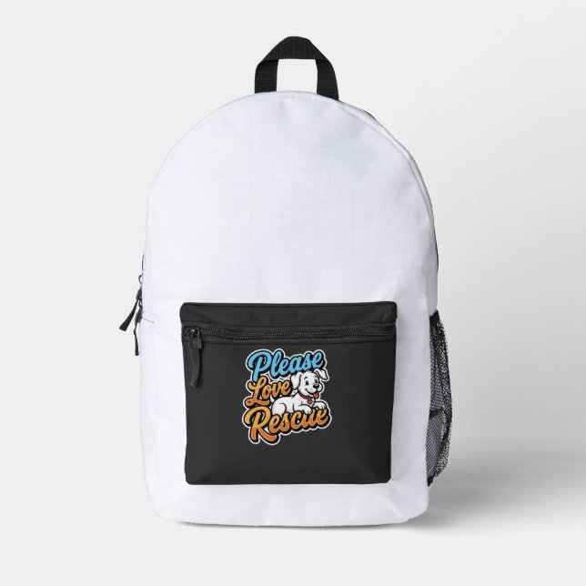 Bitte lieben Sie Rettungshunde Bedruckter Rucksack (Vorderseite)