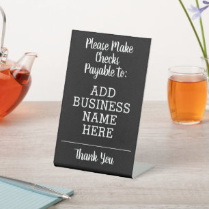 Bitte machen Sie Karo an - Firmenname Desk. Sockelschild