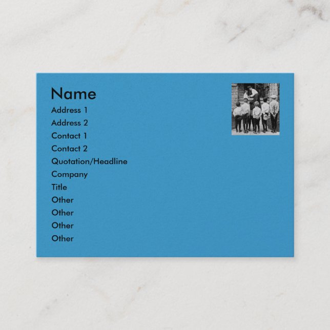 Bitte Mama!  (Cyan-blau) Visitenkarte (Vorderseite)