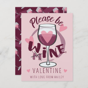 Bitte meins Wine Valentine Funny Text Niedlich pin Postkarte