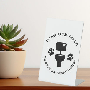 Bitte nah die Lid Hund Funny Toilet Classic Sockelschild