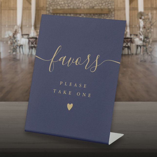 Bitte nehmen Sie das neueste blaue Gold-Script vor Sockelschild (Please Take A Favour Navy Blue Gold Modern Script Pedestal Sign)