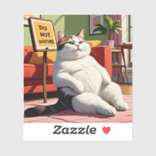 Bitte nicht stören lustige fette Katze Aufkleber