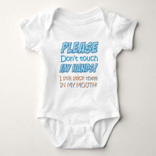 Bitte nicht tun Touch meine Hände! (Blau) Baby Strampler