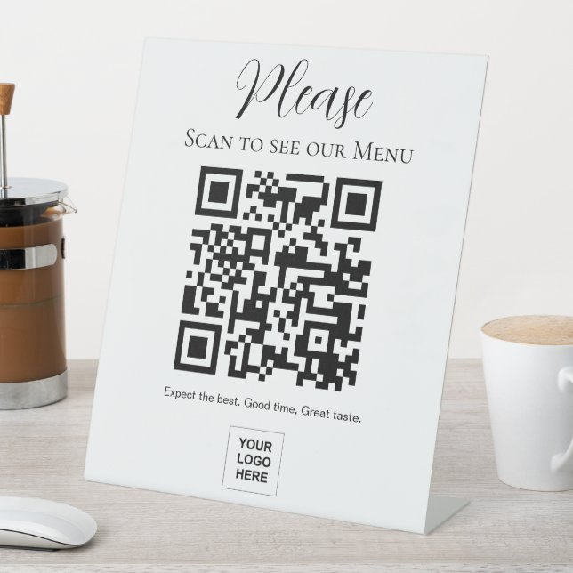 Bitte prüfen Sie unser Menü Online QR-Code Sockelschild (In Situ)