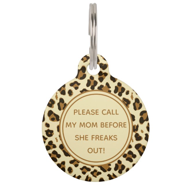 Bitte rufen Sie meine Mama an - Niedliche Leopardd Haustiermarke (Vorderseite)