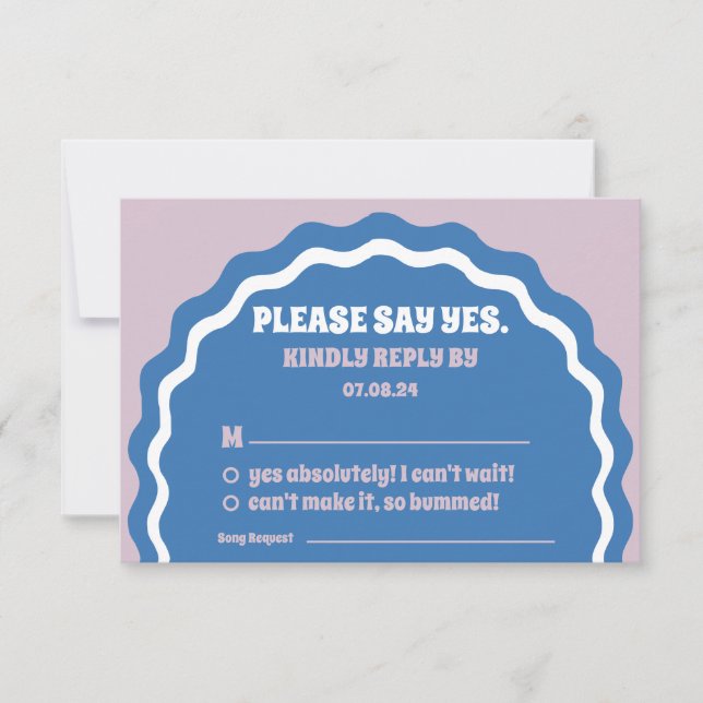 Bitte sagen Sie Ja Modernes, fett gelbes Retro Wav RSVP Karte (Vorderseite)
