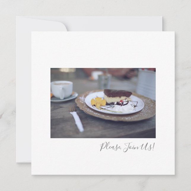 Bitte schließen Sie sich uns Coffee Cheesecake Fla Dankeskarte (Vorderseite)