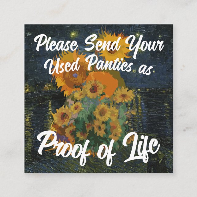 Bitte senden Sie Ihre gebrauchten Panties als Lebe Begleitkarte (Vorderseite)