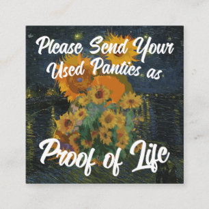 Bitte senden Sie Ihre gebrauchten Panties als Lebe Begleitkarte
