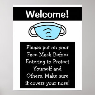 Bitte setzen Sie das Maskensymbol auf Ihr Gesicht Poster