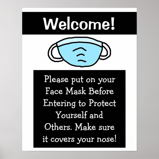 Bitte setzen Sie das Maskensymbol auf Ihr Gesicht Poster (Vorne)