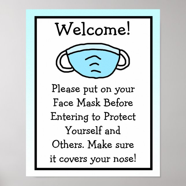 Bitte setzen Sie das Maskensymbol auf Ihr Gesicht Poster (Vorne)