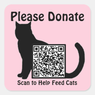 Bitte Spenden Sie Benutzerdefinierter QR-Code Katz Quadratischer Aufkleber