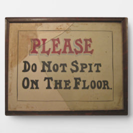 Bitte spucken Sie nicht auf dem Boden Vintag antik Fotoplatte