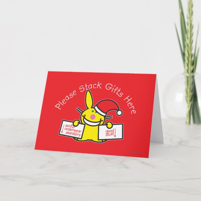 Bitte stapeln Sie hier Geschenke Feiertagskarte (Vorderseite)