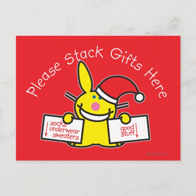 Bitte stapeln Sie hier Geschenke Postkarte (Vorderseite)