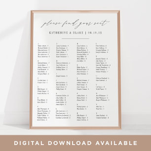 Bitte suchen Sie Ihren Sitzplatz   Alphabetische S Poster