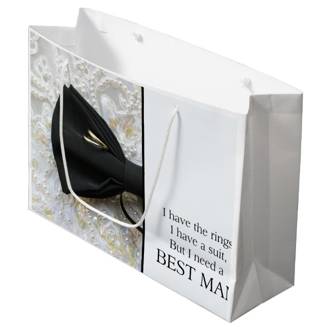 Bitte Trauzeuge sein - Einladung Große Geschenktüte (Vorderseite Schrägansicht)