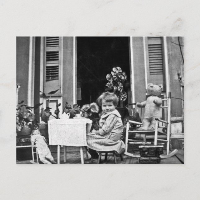 Bitte treten Sie uns bei etwas Tee bei Postkarte (Vorderseite)