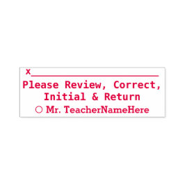 "Bitte überprüfen, korrigieren, Initial & Return" Permastempel