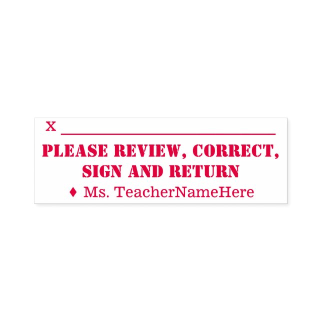 "Bitte überprüfen, korrigieren, unterzeichnen und  Permastempel (Design)