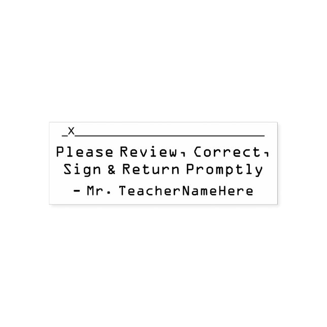 "Bitte überprüfen, korrigieren, unterzeichnen und  Permastempel (Design)