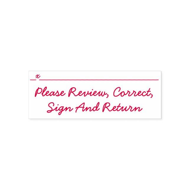 "Bitte überprüfen, korrigieren, unterzeichnen und  Permastempel (Design)