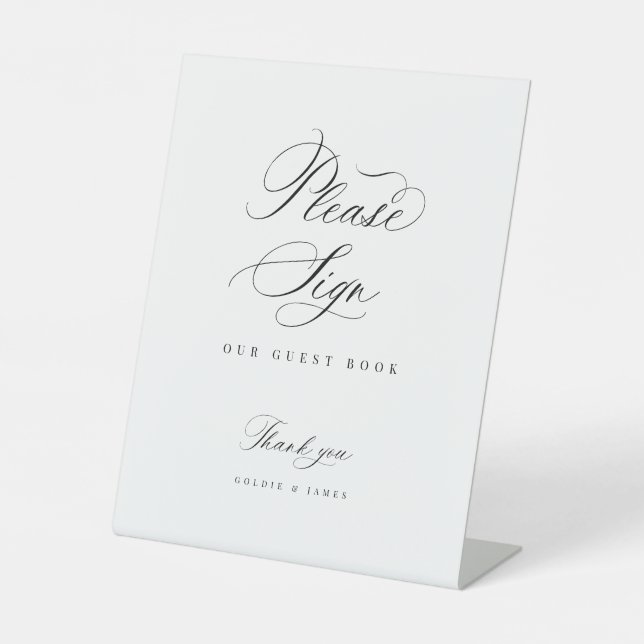 Bitte unterschreiben Sie Gästebuch Wedding Acrylic Sockelschild (Vorderseite)